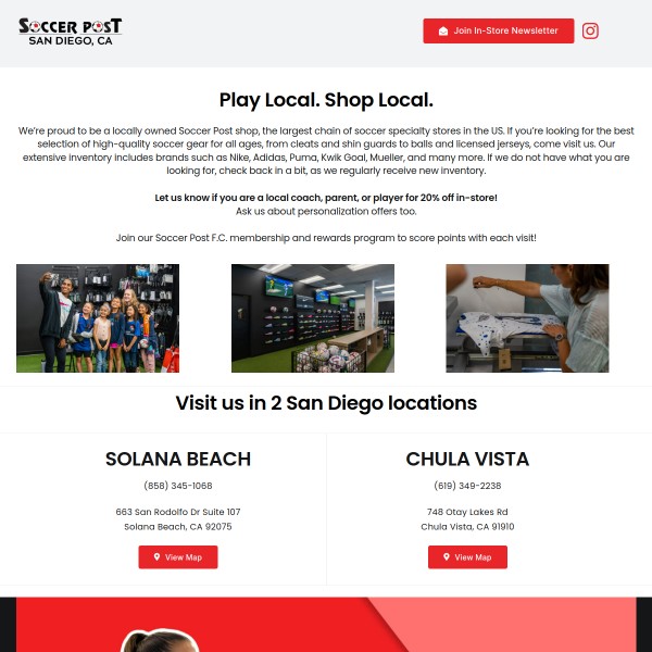 Website screenshot for Soccer Post Solana Beach