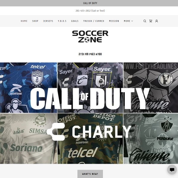 Website screenshot for Soccer Zone Katy