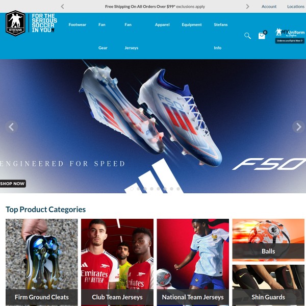 Website screenshot for Stefans Soccer Brookfield