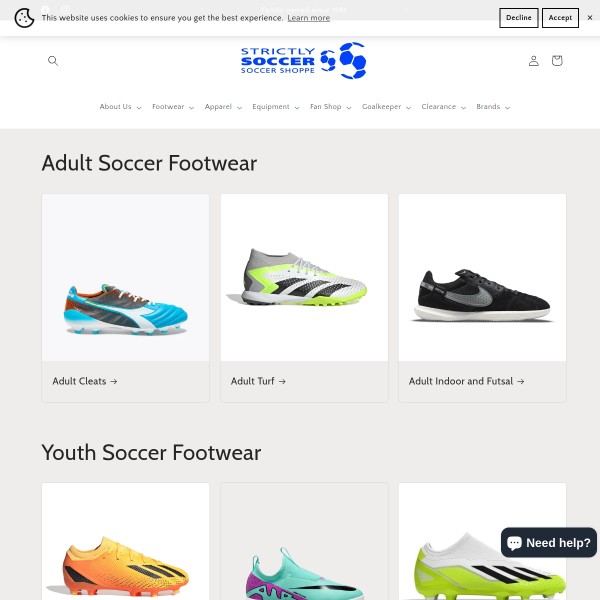 Website screenshot for Strictly Soccer Soccer Shoppe Midlothian