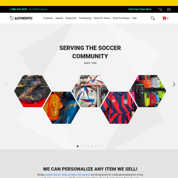Website screenshot for Authentic Soccer West Palm Beach