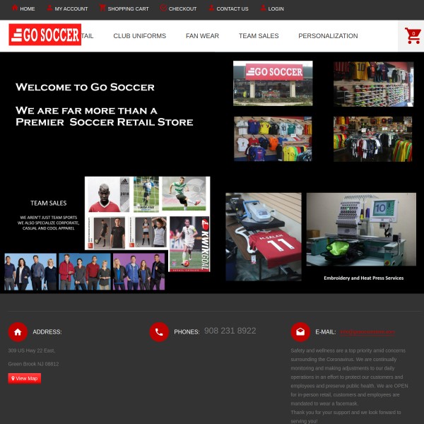 Website screenshot for Go Soccer Green Brook Township
