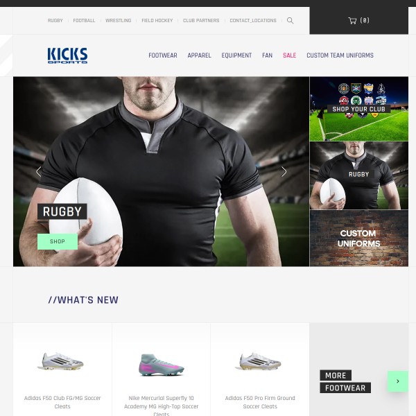 Website screenshot for Kicks Sports Southland Crossing Calgary