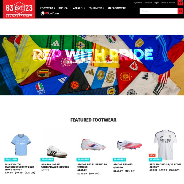 Website screenshot for Lloyd's Soccer Charleston