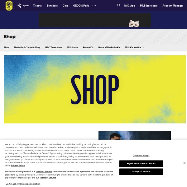 Website screenshot for Nashville SC Team Store