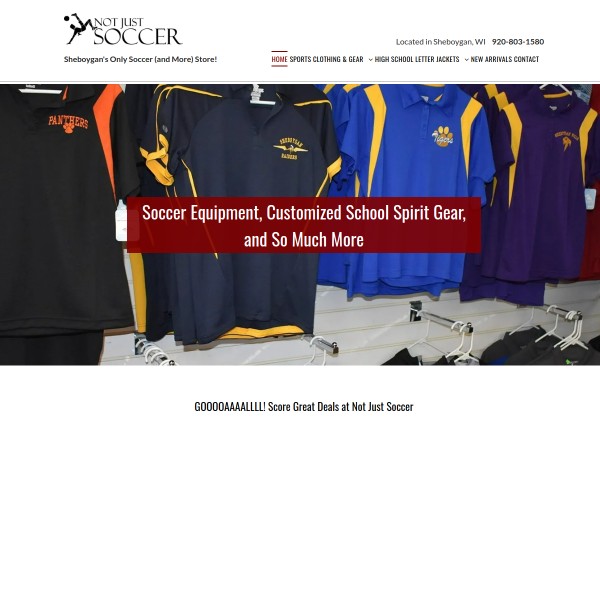 Website screenshot for Not Just Soccer Sheboygan