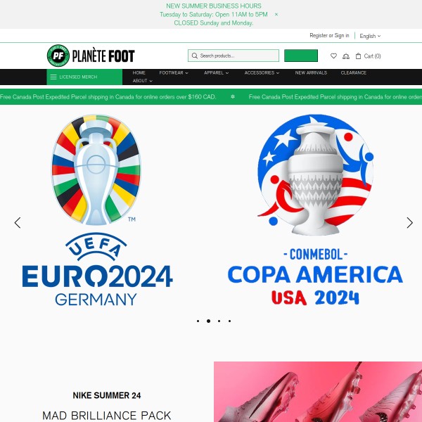 Website screenshot for Planète Foot Eurosport Gatineau