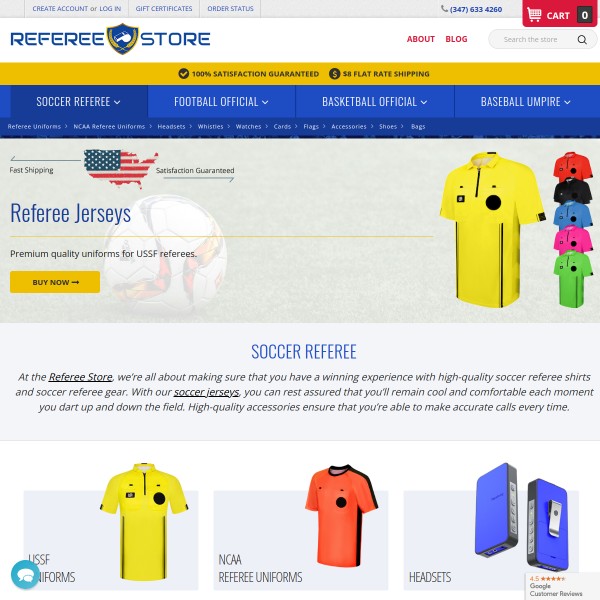 Website screenshot for Soccer Referee Store Ronkonkoma