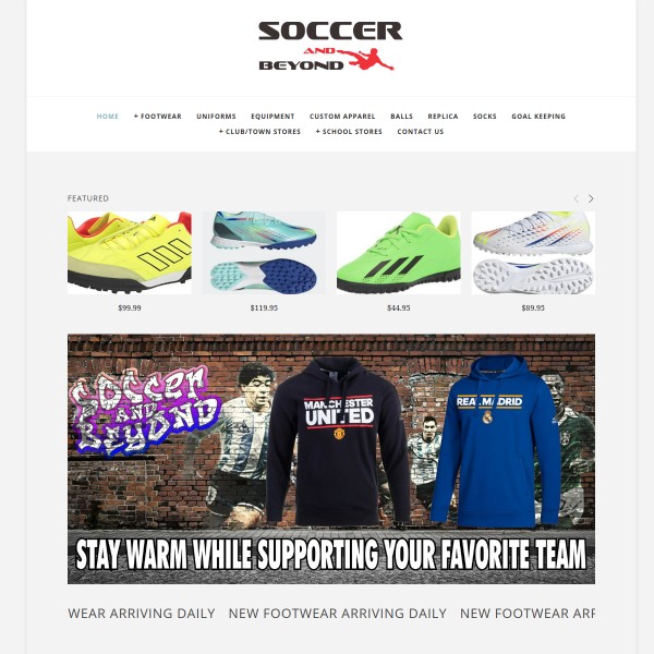 Website screenshot for Soccer & Beyond Canton