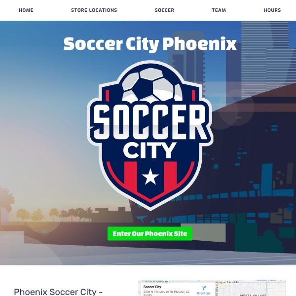 Website screenshot for Soccer City Phoenix