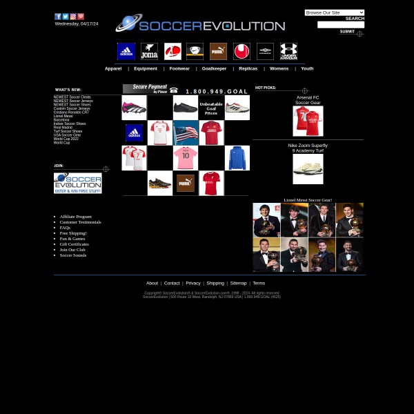 Website screenshot for SoccerEvolution Randolph