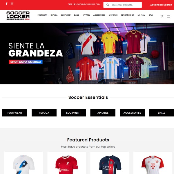 Website screenshot for Soccer Locker of Miami Pinecrest