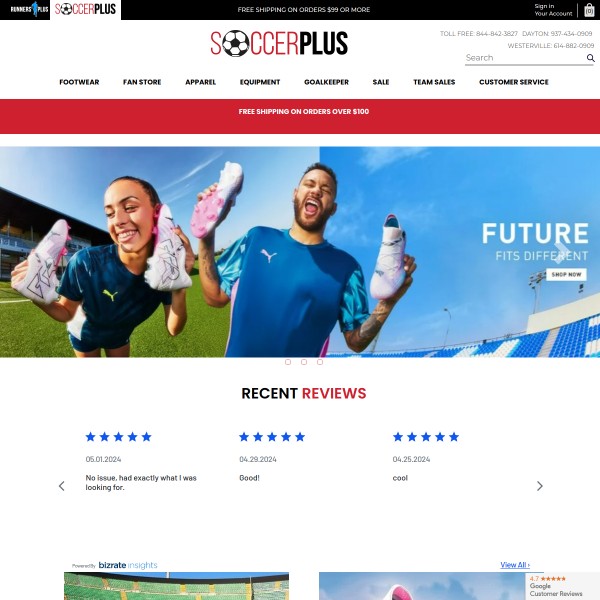 Website screenshot for Soccer Plus Dayton
