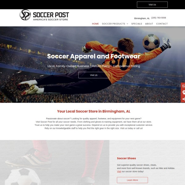 Website screenshot for Soccer Post Birmingham