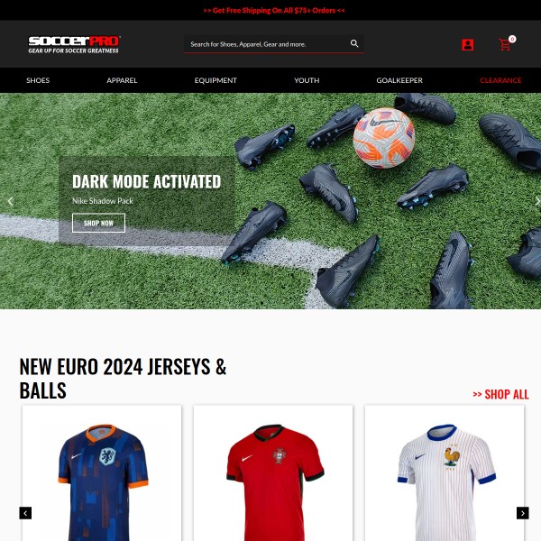 Website screenshot for SoccerPro Columbia