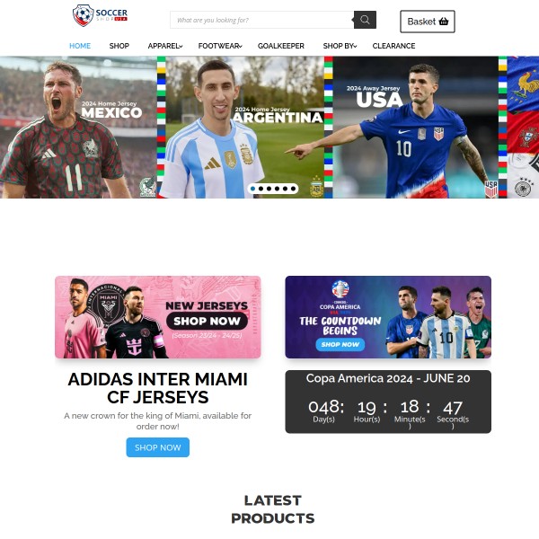 Website screenshot for Soccer Shop USA Van Nuys