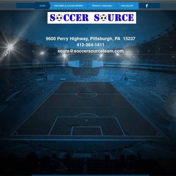 Website screenshot for Soccer Source Pittsburgh