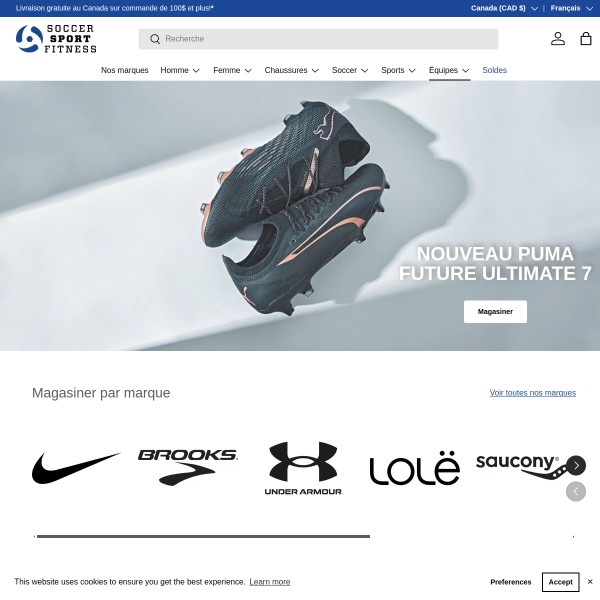 Website screenshot for Soccer Sport Fitness Saint-Augustin-de-Desmaures