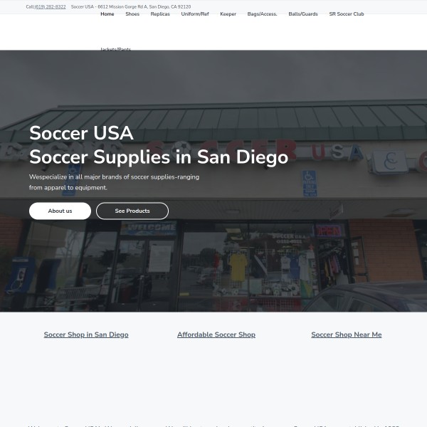 Website screenshot for Soccer USA San Diego