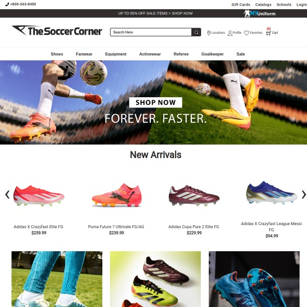 Website screenshot for The Soccer Corner Arlington