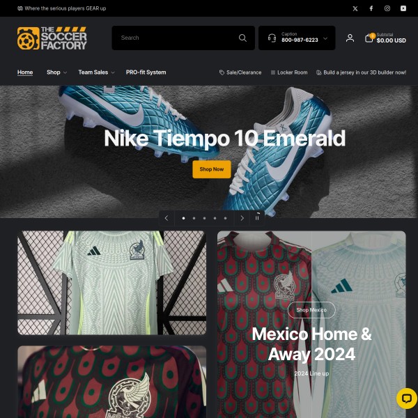 Website screenshot for The Soccer Factory San Antonio