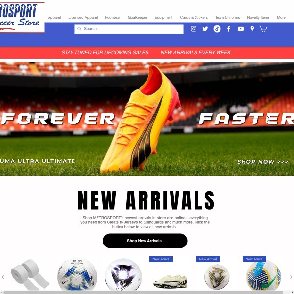 Website screenshot for Metrosport The Soccer Store Scarborough