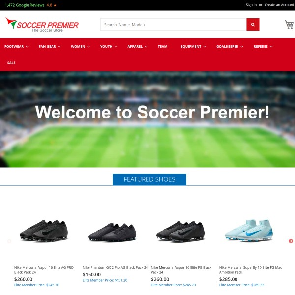 Website screenshot for Soccer Premier Dallas
