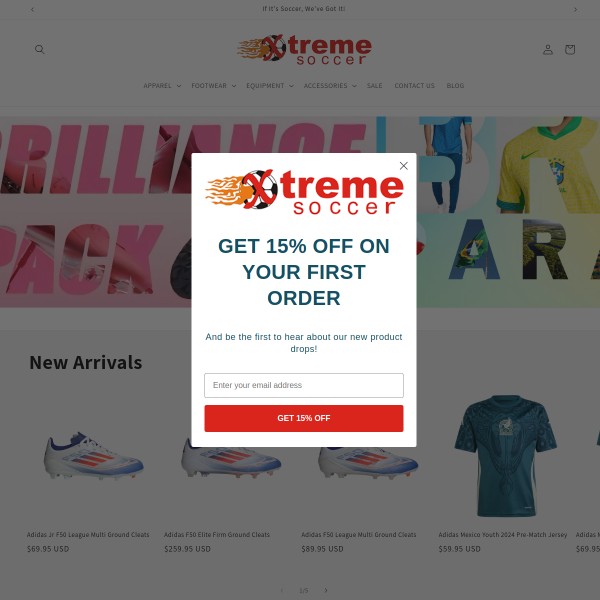 Website screenshot for Xtreme Soccer Torrance