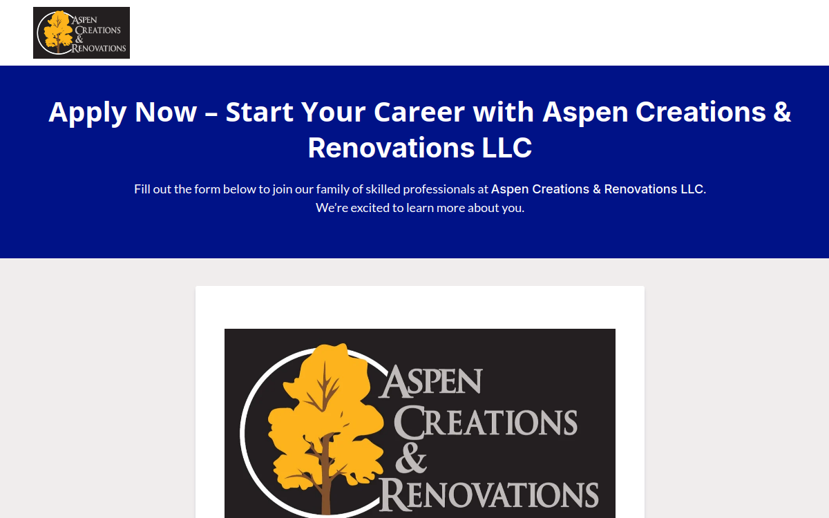 Screenshot of the Aspen Creations & Renovations website