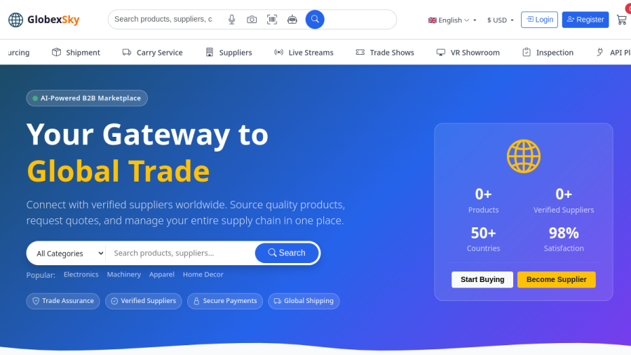 Globexsky website screenshot