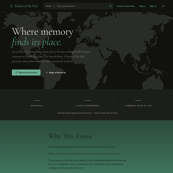 Screenshot of echoesoftheend.com