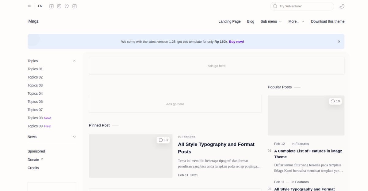 Imagz Premium Blogger Template/Theme