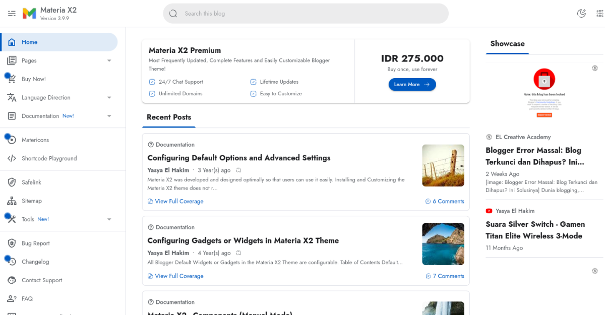 Materia X2 Premium Blogger Template/Theme