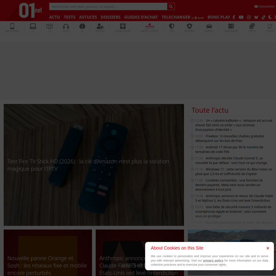 01net.com homepage screenshot