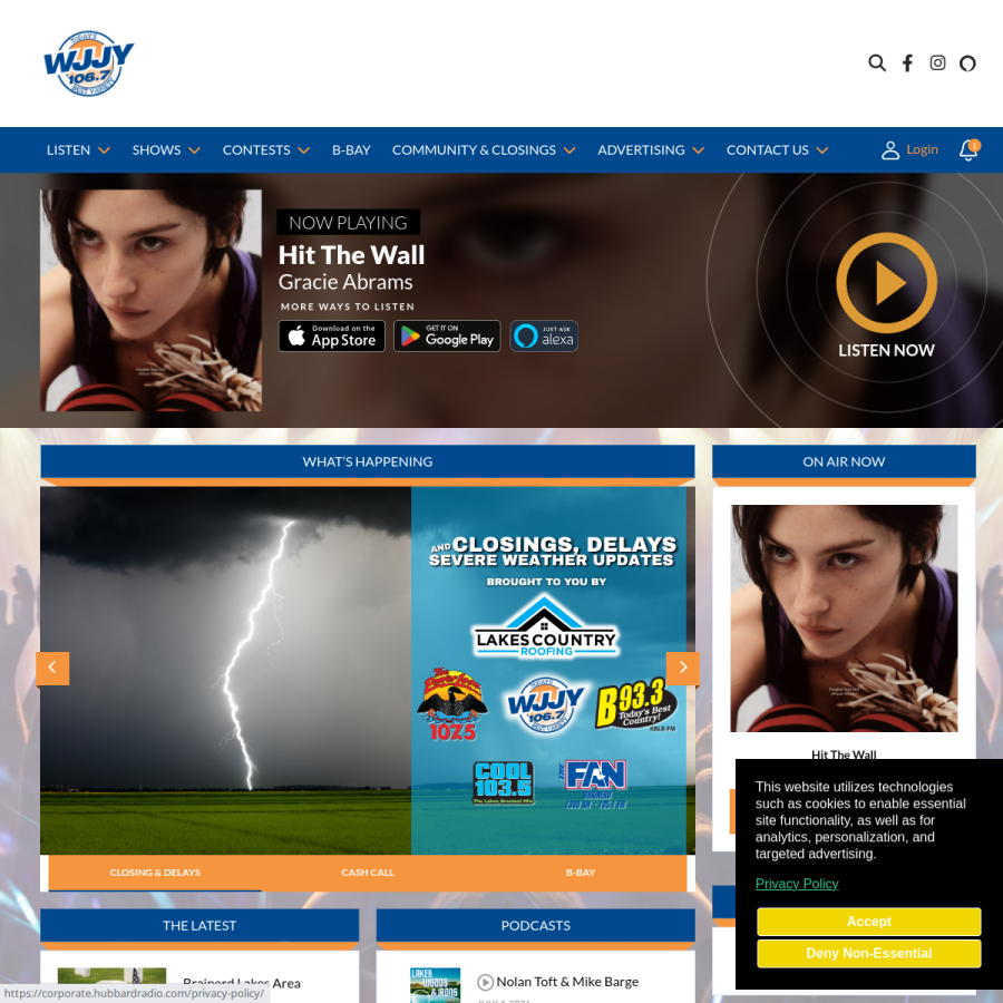 1067wjjy.com homepage screenshot