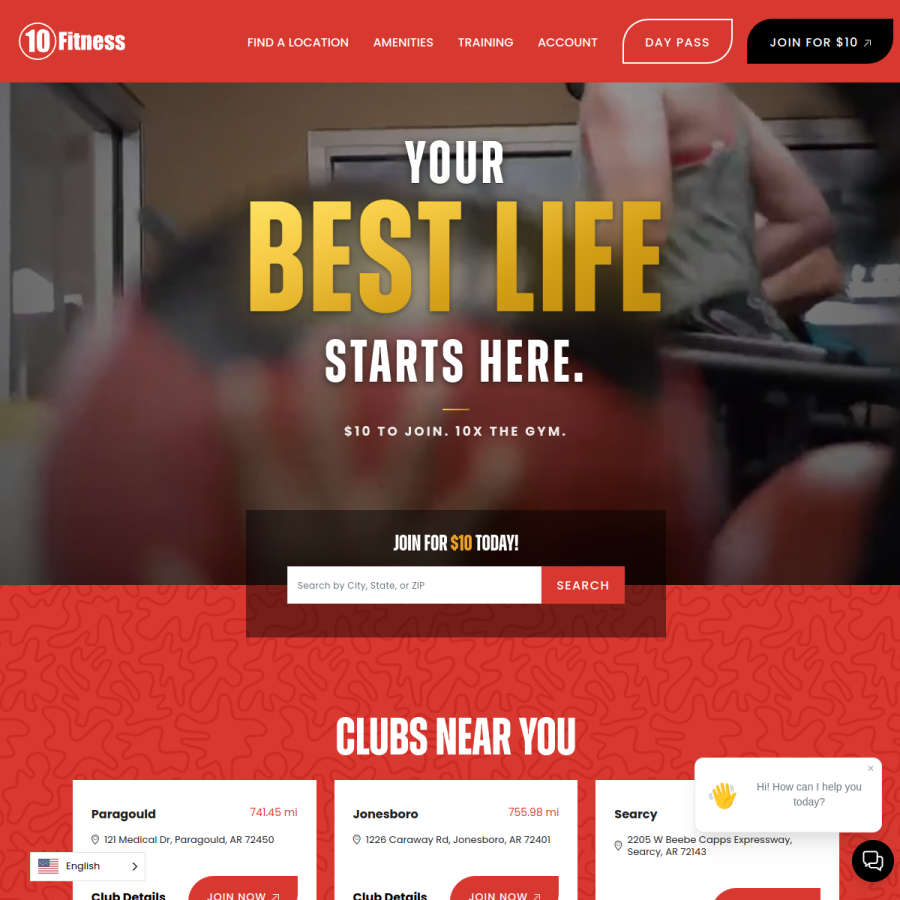 10fitness.com homepage screenshot