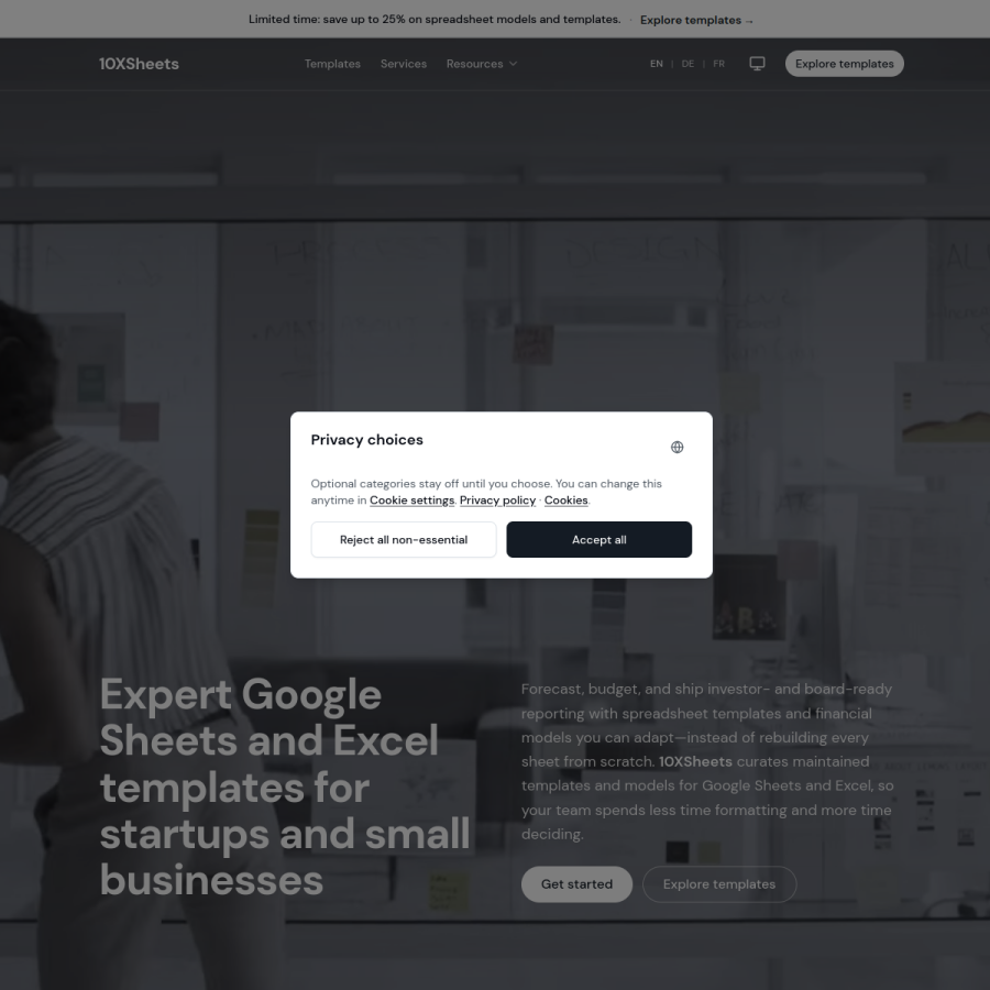 10xsheets.com homepage screenshot