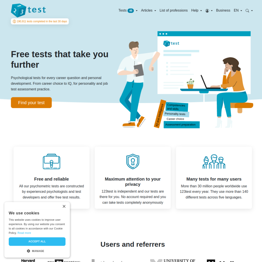 123test.com homepage screenshot