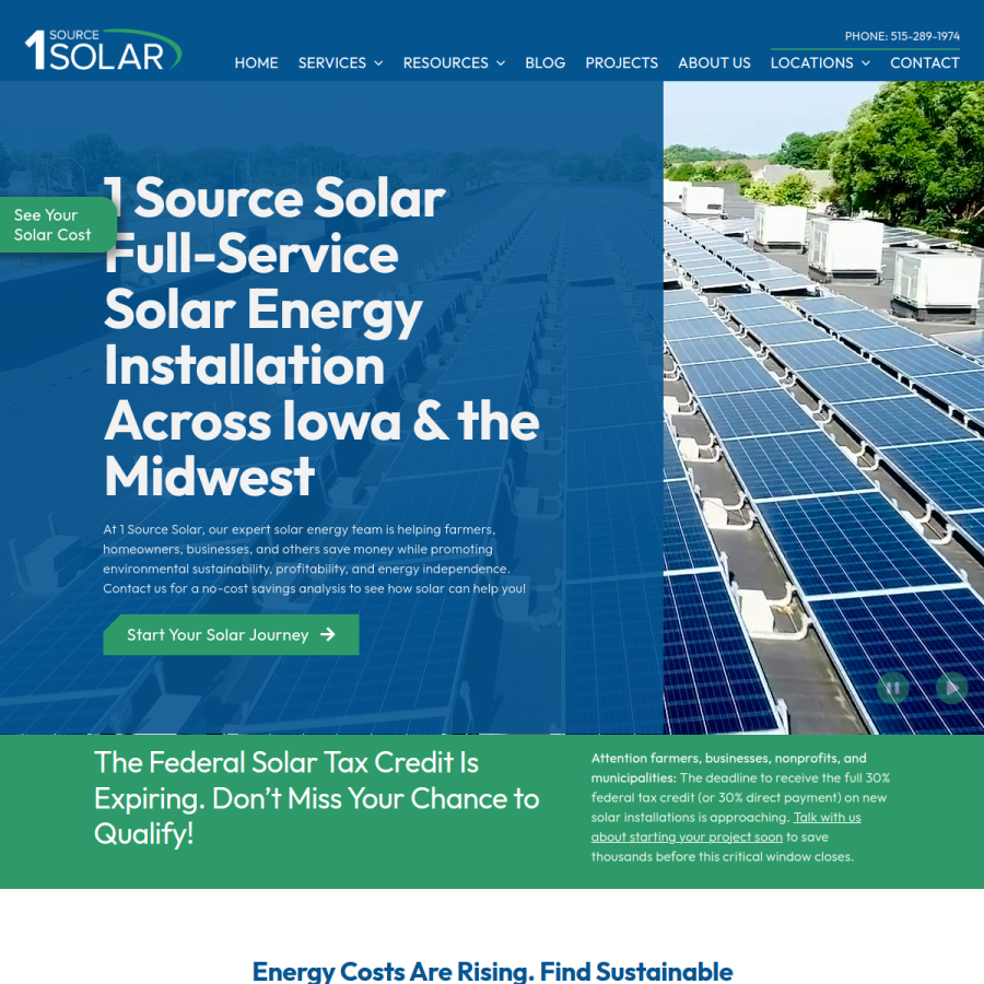 1sourcesolar.com homepage screenshot