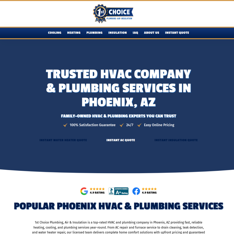 1stchoicemechanicalaz.com homepage screenshot