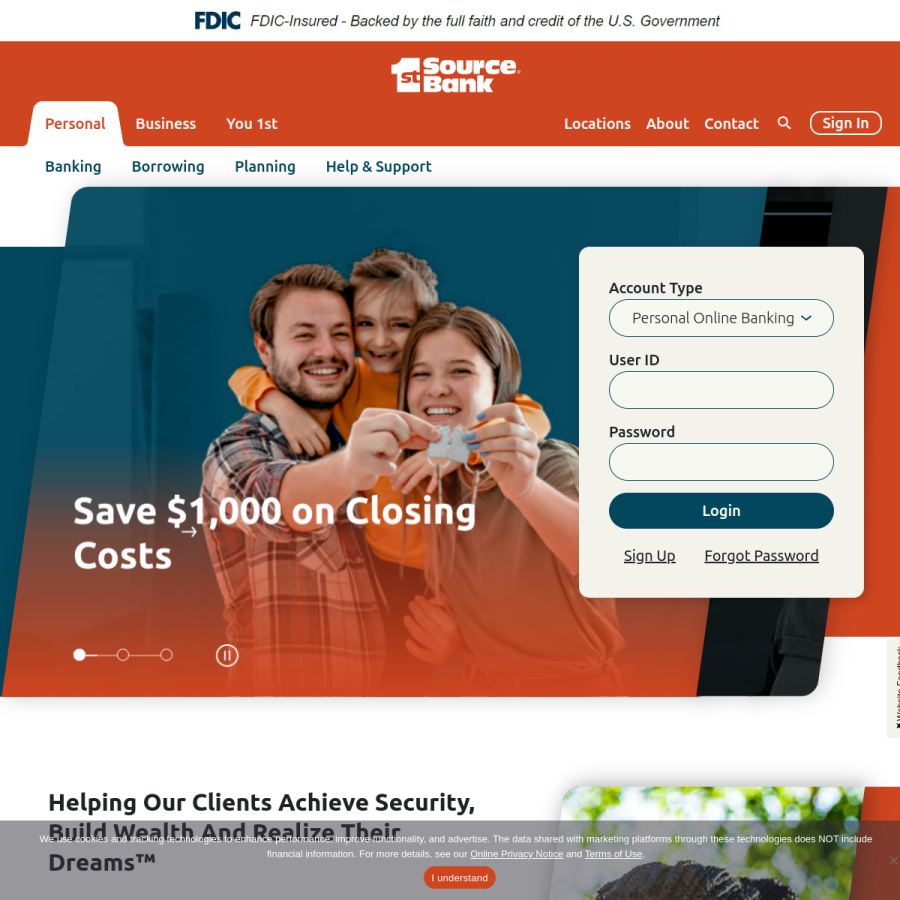 1stsource.com homepage screenshot