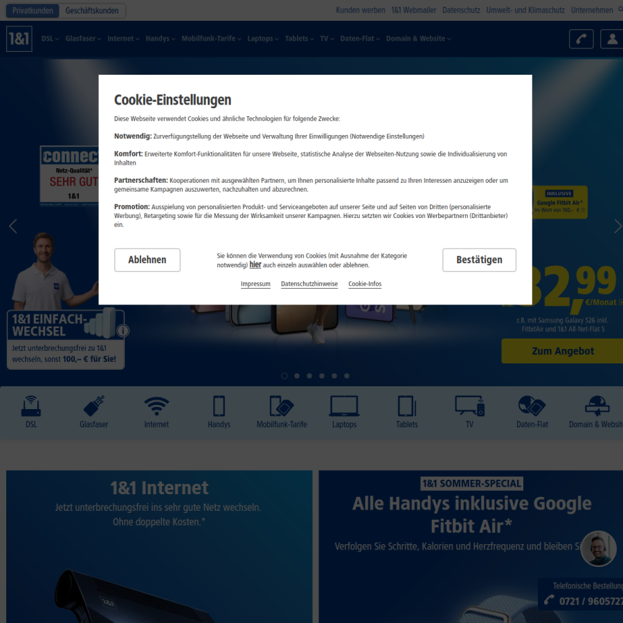 1und1.de homepage screenshot