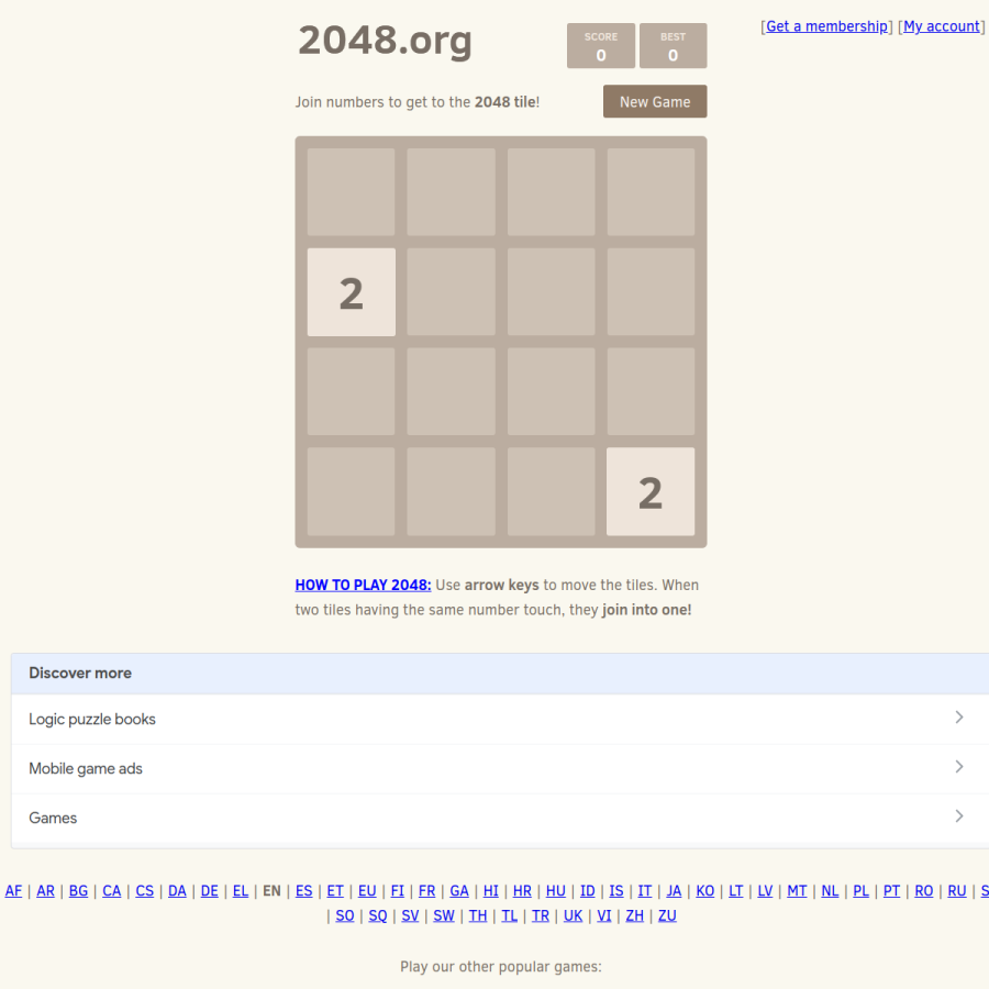 2048.org homepage screenshot