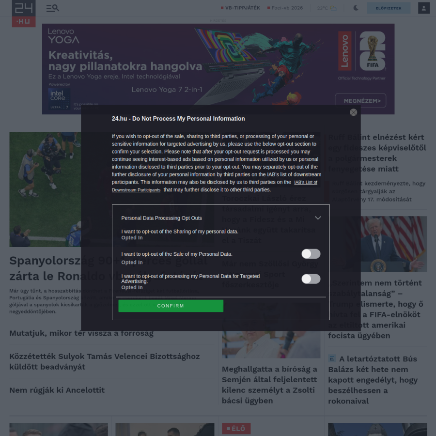 24.hu homepage screenshot
