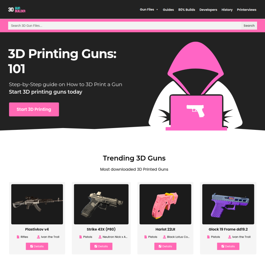 3dgunbuilder.com homepage screenshot