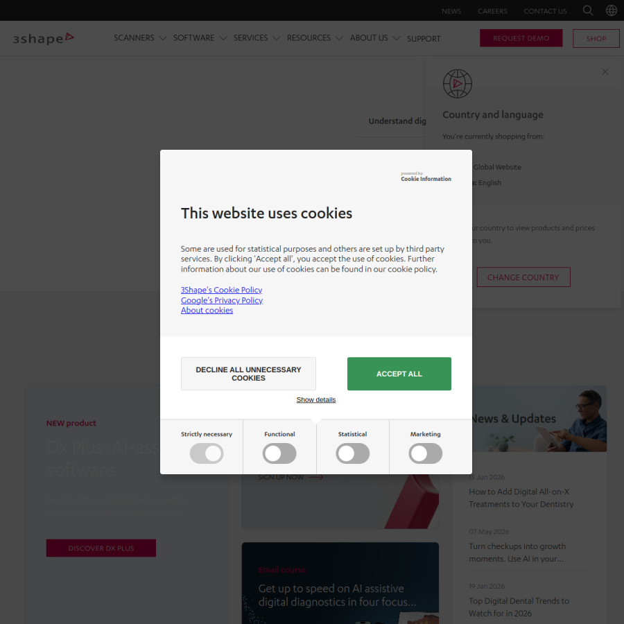 3shape.com homepage screenshot
