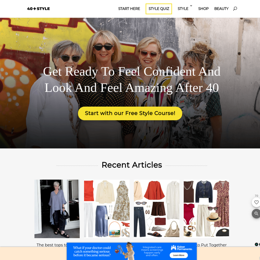 40plusstyle.com homepage screenshot