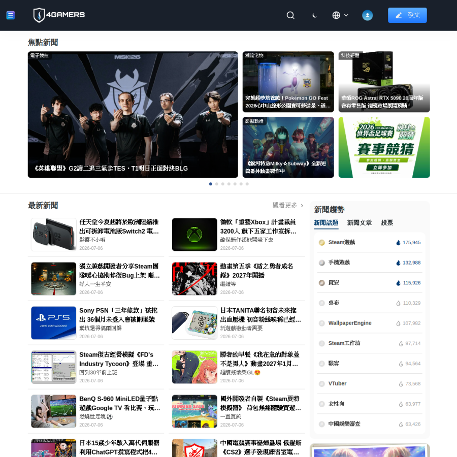 4gamers.com.tw homepage screenshot
