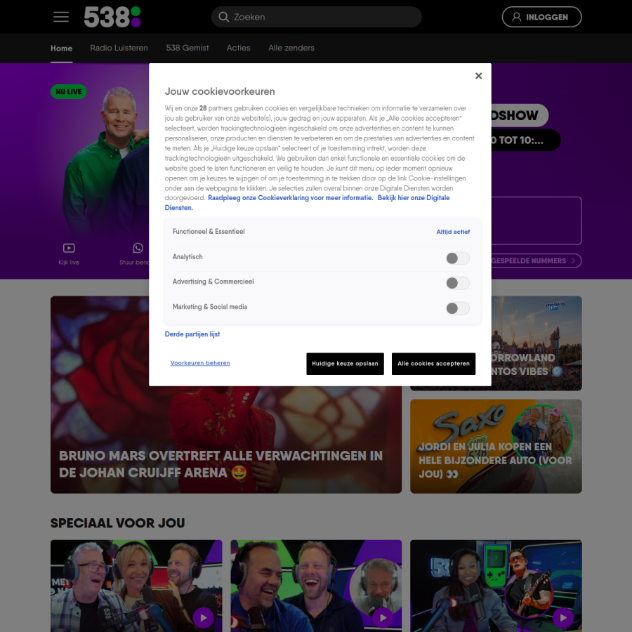 538.nl homepage screenshot