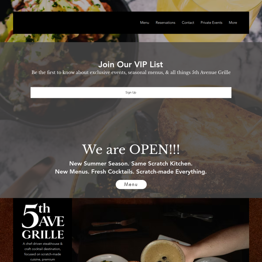 5thavegrille.com homepage screenshot